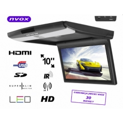 NVOX VR1107FL BLACK MONITOR PODWIESZANY PODSUFITOWY LCD 10" CALI LED HD HDMI USB SD IR FM