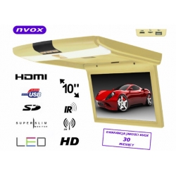 NVOX VR1107FL BEIGE MONITOR PODWIESZANY PODSUFITOWY LCD 10" CALI LED HD HDMI USB SD IR FM