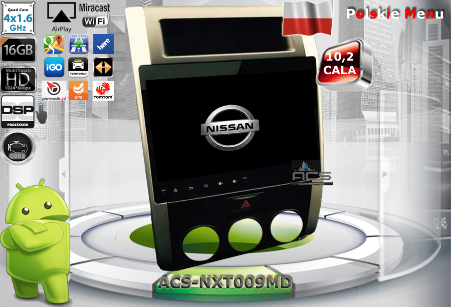 Radio Dedykowane Nissan X-Trail Ii 2007-2014R. Android 4.4.4 Cpu 4X1.6Ghz Ram 1G