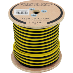 Ground Zero GZSC 10X2 OFC Kabel - pzewód głośnikowy 2x10 mm2 OFC (miedź), kolor żył żółty i czarny na rolce znajduje się 50 metrów. Podana cena za 1 m