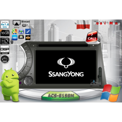 Radio dedykowane Ssang Yong Actyon Kyron Android 9/10 CPU 8x1.87GHz Ram4GB Dysk32GB (Ram6GB+Dysk128GB*) DSP DVD GPS Ekran HD MultiTouch IPS OBD2 DVR D